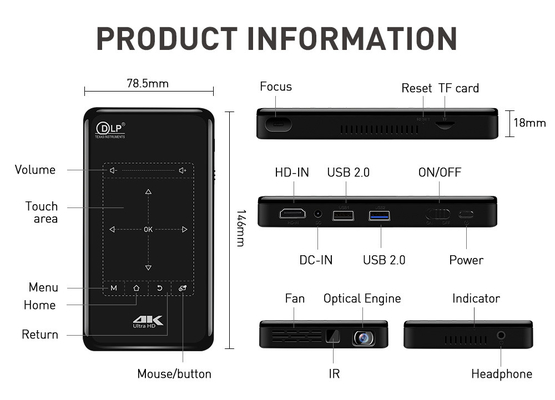 Mini proiettore portatile da 30-120 pollici per home theater e film all'aperto