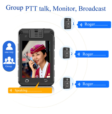 Riconoscimento facciale AI Telecamere del corpo della polizia 2 Way Talk Night Vision Sistema Android