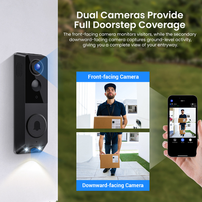 Supporto visione notturna IR doppia telecamera campanello con comunicazione audio bidirezionale e riconoscimento umano AI fotosensibile