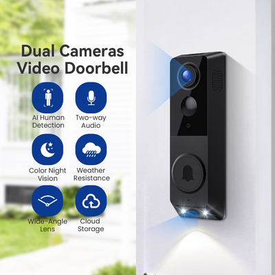 Visione notturna Doppia telecamera Campanello di porta Comunicazione audio bidirezionale Riconoscimento umano AI avanzata