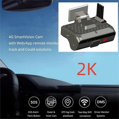 2K HD 4 canali AI Dashcam Veicolo DVR scatola nera con ADAS DSM 4G SOS GPS