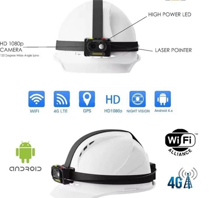 4G Wifi AI Safety Helmet Camera 1080P 30fps / 720 30fps GPS Live Streaming Hardhat
