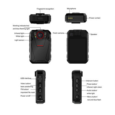 Registratore per le forze dell'ordine con schermo touchscreen da 2,4 pollici, sistema Android 8.1, 4G e WiFi