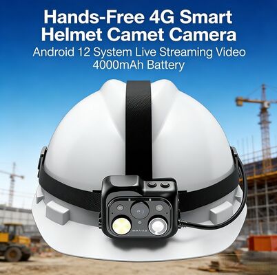 Telecamera per elmetto di sicurezza con obiettivo fisso da 1,9 mm e obiettivo secondario autofocus da 8 milioni per uso industriale e edile versatile