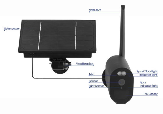 macchina fotografica di rete della videocamera di sicurezza PTZ POE di 1080P 20fps PIR 4G Wifi 4W con i pannelli solari