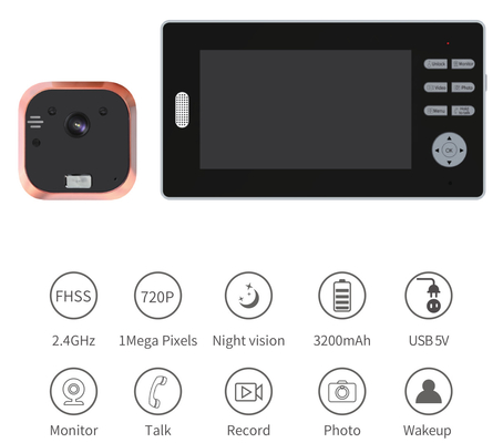 campanello di video del campanello 7inch di 2.4GHz WIFI video spioncino LCD alto di definizione
