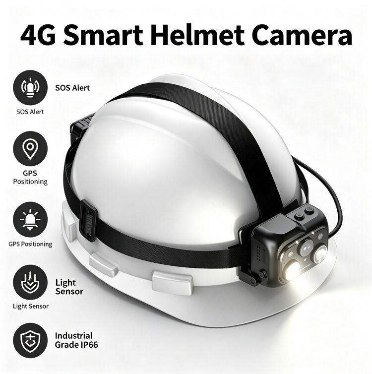 Telecamera per elmetto di sicurezza con display touchscreen IPS da 2 pollici e telecamera principale con visione notturna Starlight per video superiori